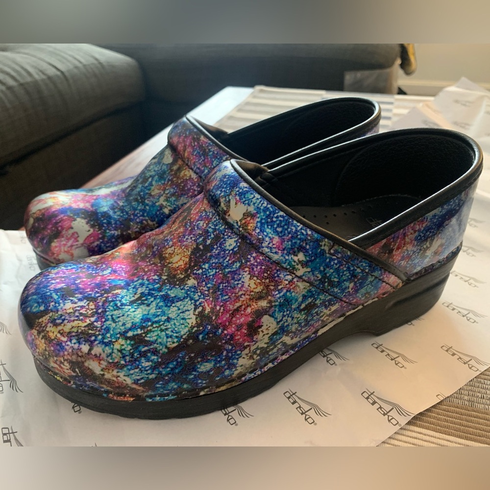 Women’s Metallic Multicolored Dansko Clogs size 7 or 38